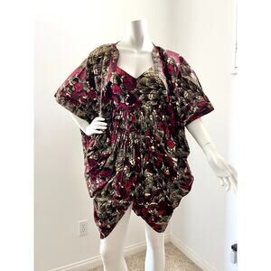 vintage 80s color block ankara fabric / cocoon dress / African gold zeena